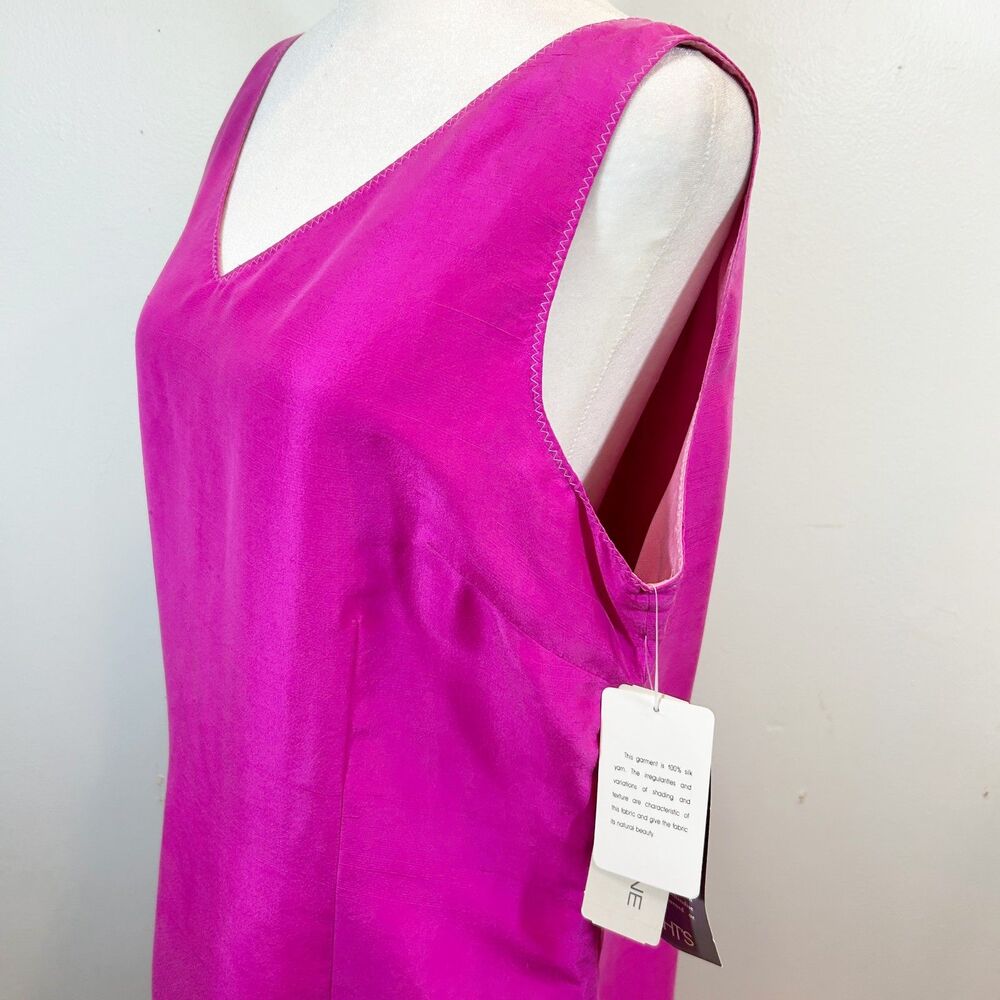 Evan Picone Hot Pink 100% Silk Sleeveless Dress Size 16 NWT Chic Career Event - Picture 3 of 12